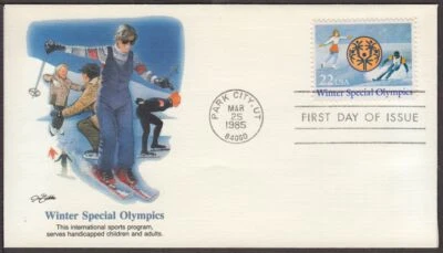 1987 Winter Special Olympics Sc 2142 FDC premium Fleetwood info cachet - Image 1 of 2