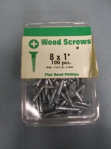 #8 X 1" Phillips Flat Head Wood Screws open box of 99 - Imagen 1 de 1