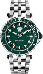 Versace VEAK00721 V-Race Diver green silver Stainless Steel Men's Watch NEW - Picture 1 of 8