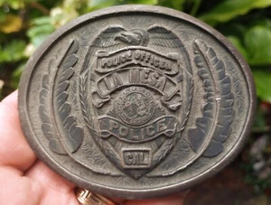 Vintage La Mesa California POLICE belt buckle  1970s. Serial Number 17 - Picture 1 of 5