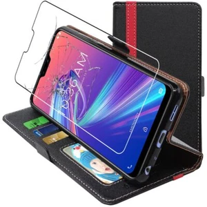 Cover + Vetro Temperato Asus Zenfone Max Pro M2 ZB631KL Custodia Portafoglio - Foto 1 di 5