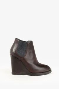 Brunello Cucinelli Leather Grosgrain Trim Chelsea Boots, Size 36.5 - Picture 1 of 8