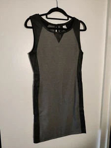 H&M Grey With Faux Leather Bodycon Dress Size S - Picture 1 of 4
