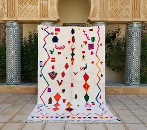 Azilal Teppich, Wolle Berber Marokkanisch Beni Ourain Rug Carpet Handarbeit Wolle Azilal Rug - Bild 1 von 12