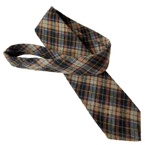Brittania Classic Men's Neck Tie Blue/Red/Gold Plaid VINTAGE Preppy Academia - Picture 1 of 9