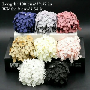 Lace Beaded Trim Fabric Embroidery DIY for Apparel Patchwork Sewing Craft - Picture 1 of 15