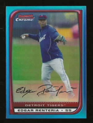2008 Bowman Chrome Edgar Renteria Tigers #169 Blue Refractor Short Print 121/150 - Image 1 of 2