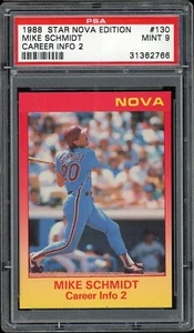 1988-89 Star Nova Edition Baseball #130 Mike Schmidt Career Info 2 PSA 9 - Picture 1 of 2