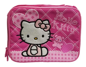 LONCHERA HELLO KITTY! BOLSO ESCOLAR AISLADO NIÑA PUNTADA BLANCA ROSA OSO NUEVO CON ETIQUETAS - Imagen 1 de 2