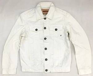 RIVET DE CRU ALL WHITE PREMIUM DENIM JEAN JACKET 100% AUTHENTIC RETAIL $138 LRG - Picture 1 of 2