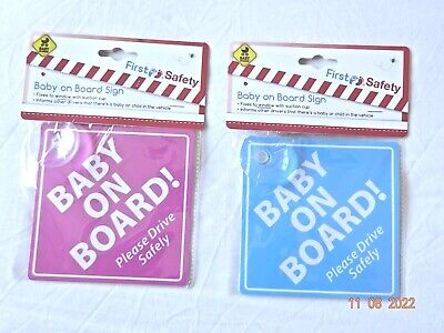 Child Baby On Board Car Window Sign Suction Pad Pink Blue Girl Boy BNWT  • 2.90£