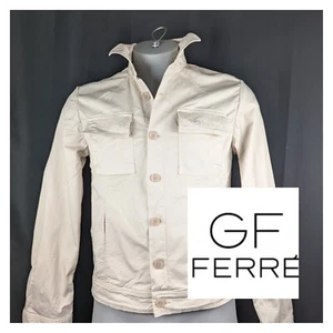 GF Ferré Gianfranco Giacca Stile Camionista Leggera Misto Cotone Beige Uomo M - Foto 1 di 20