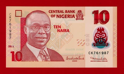 NIGERIA 10 NAIRA 2011 UNC BANKNOTE - Sign: L. A. Sanusi & Muhammad Nda (P-39c.1) - Image 1 of 3