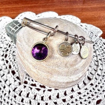 Brazalete Brazalete Brazalete Cristal Cumpleaños Cáncer Oro Amatista Alex And Ani Foto 1 de 3