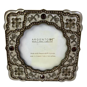 Neu mit Etikett Argento SC emaillierter Miniaturrahmen Swarovski Kristall Handarbeit quadratisch - Bild 1 von 12