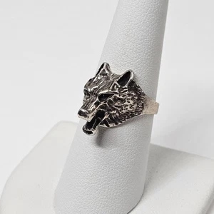 Vintage High Relief Sterling Silver Werewolf Men's Ring 3 Dimensional Size 8  - Picture 1 of 5