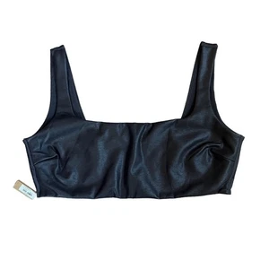 Skims 3X Bralette Fuliggine Ecopelle Nero Nuovo con etichette - Foto 1 di 3