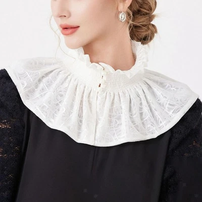 Colletto Finto Plissettato Morbido Per Donne E Ragazze, Per Camicie, Abiti, - Immagine 1 di 4