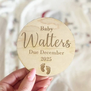 Personalised Pregnancy Announcement Disc | Due Date Social Media Scan Photo Prop - Picture 1 of 7