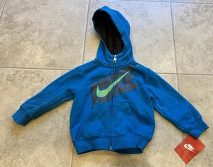 Nike blaue Kapuzenjacke mit durchgehendem Reißverschluss Baby Junge 12 Monate neu mit Etikett - Bild 1 von 5