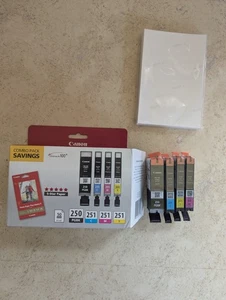 Canon Ink Cartridges Black Color PGI-250/CLI-251 Combo Pack w/Photo Paper New - Picture 1 of 6