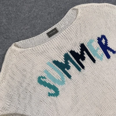 Wooden Ships Sweater Womens S/M White Summer Graphic Open Knit Pullover - Image 1 of 4