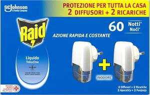 Raid Liquido Antizanzare Comuni E Tigre Inodore, 2 Diffusori E 2 Ricariche - Foto 1 di 8