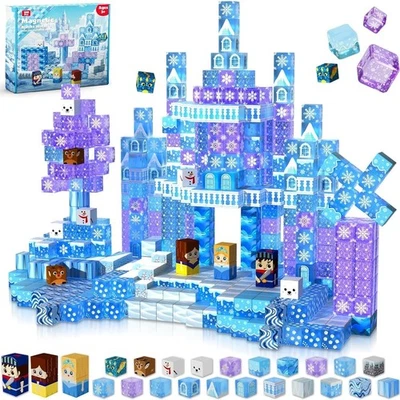 100Pcs Magnetic Building Block Cubes for Girls 3+, Transparent Toys, Frozen Set - Image 1 of 4