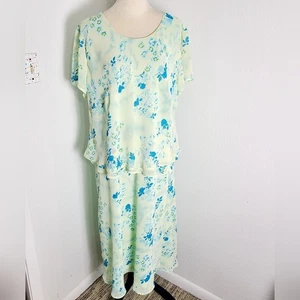 Mlle Gabrielle Kleid mit Blumenmuster in Blau, Türkis & Gelb, Stufen-Top, Größe 22W - Bild 1 von 11