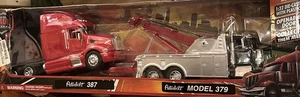 Newray Peterbilt Black Tow Truck with Red Peterbilt Cab 1/32 Scale Pre-Built - Picture 1 of 7