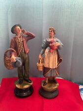 Vintage 1930's Roman Art Co 11" Country MAN WOMAN Couple Chalkware Robia Ware