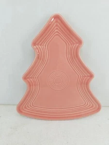 FIESTA christmas 10" TREE PLATE peony pink SERVING HOLIDAY cookie PLATE new - Picture 1 of 3