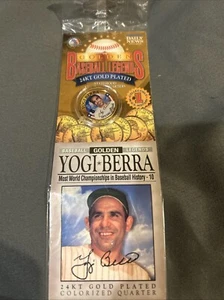 Yogi Berra Golden Baseball Legends 24Kt Gold Plated Colorized Statehood Quarter - Picture 1 of 4