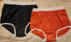 2 Pair Size 5 Lace Elastic 100% Nylon Panties Hallowee Colors 1 Orange & 1 Black - Picture 1 of 1