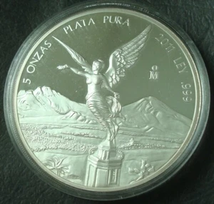 MEXICO RARE 5 Onzas SILVER Proof .999 UNC 2011 - Picture 1 of 2