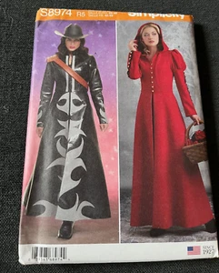 2019 Simplicity Pattern S8974 Misses' Cosplay Coat Costumes R5 Sz 14-22 Uncut - Picture 1 of 7