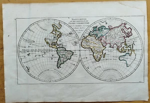 Worldmap Hemisphere - Original Map Vaugondy - 1748 - Picture 1 of 2