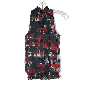 IZ Byer California Junior's Shirt Red/Black Sleeveless Blouse Top Size M - Picture 1 of 7