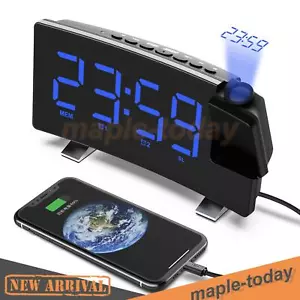 Neu LED FM Radiowecker mit Projektion Digital Funkuhr Dimmbar Tischuhr Alarm USB - Bild 1 von 14