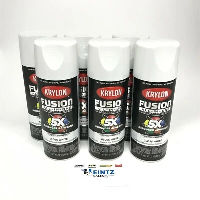 KRYLON 2727-6 PACK Gloss White All-In-One Fusion Paint & Primer - No-Peel - 12oz - Image 1 of 3