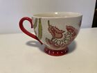 Tabletops Gallery Maly Coffee Mug Cup 15 Oz Cappuccino Red Pink Floral