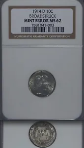 1914-D NGC MS62 Broadstruck $4,760 Comp █ Barber Dime 10C - Picture 1 of 2