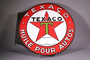AW519 PLAQUE EMAILLEE A EQUERRE TEXACO DOUBLE FACE 58 CM AUTHENTIQUE - Imagen 1 de 20