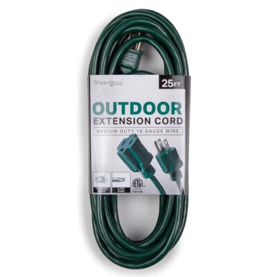 Outdoor Extension Cords Green Wire SJTW Holiday Lighting Power 6/12/25/40/80 FT - Image 1 of 2