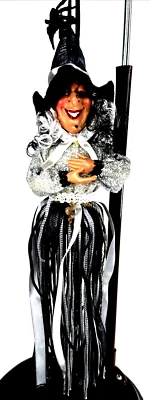 Halloween Bruja Adorno Muñeca Brillo Cinta Borla Vestido Punta Sombrero Araña Foto 1 de 4