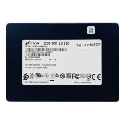 Micron 5200 ECO 960GB SSD 2.5'' 6Gbps Solid State Drives MTFDDAK960TDC-1AT1ZA - Image 1 of 2