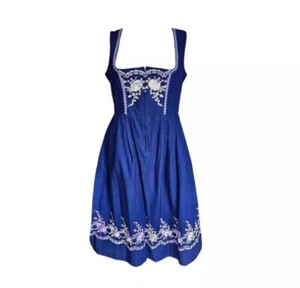 Oktoberfest Blue Floral dirndl waitress dress by Rose Dirndl EU 44, US XL - Picture 1 of 9