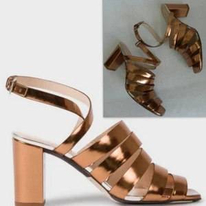 PAUL SMITH Strappy Metallic Bronze Leather 'Asa' Heeled Sandals Size 39 - Picture 1 of 15