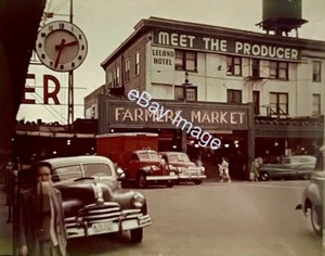 ORIGINAL 1951 Pike Place Farmers Market, Seattle, WA 35mm Vintage Slide Photo - Picture 1 of 5