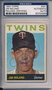 Twins Jim Roland Auto Autographed Signed 1964 Topps Card #341 ~ PSA/DNA Slab - Picture 1 of 5